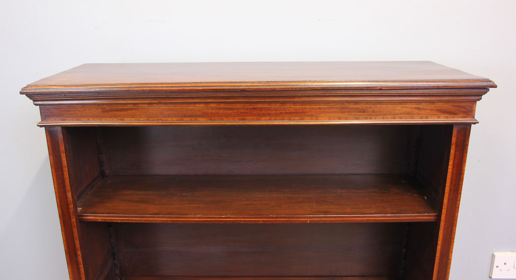 11959r4 Antique Inlaid Mahogany Open Bookcase,