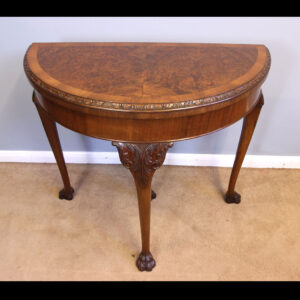 Queen Anne Style Burr Walnut Card Games Table.