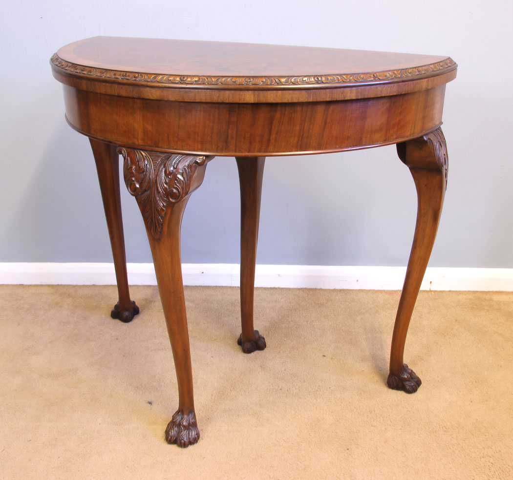 11971r5 Queen Anne Style Burr Walnut Card Games Table,