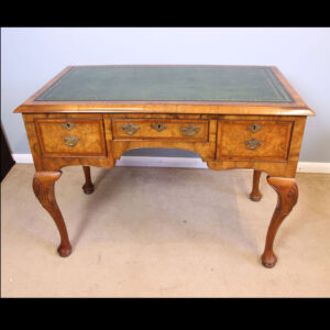 Antique Burr Walnut Leather Top Writing Desk