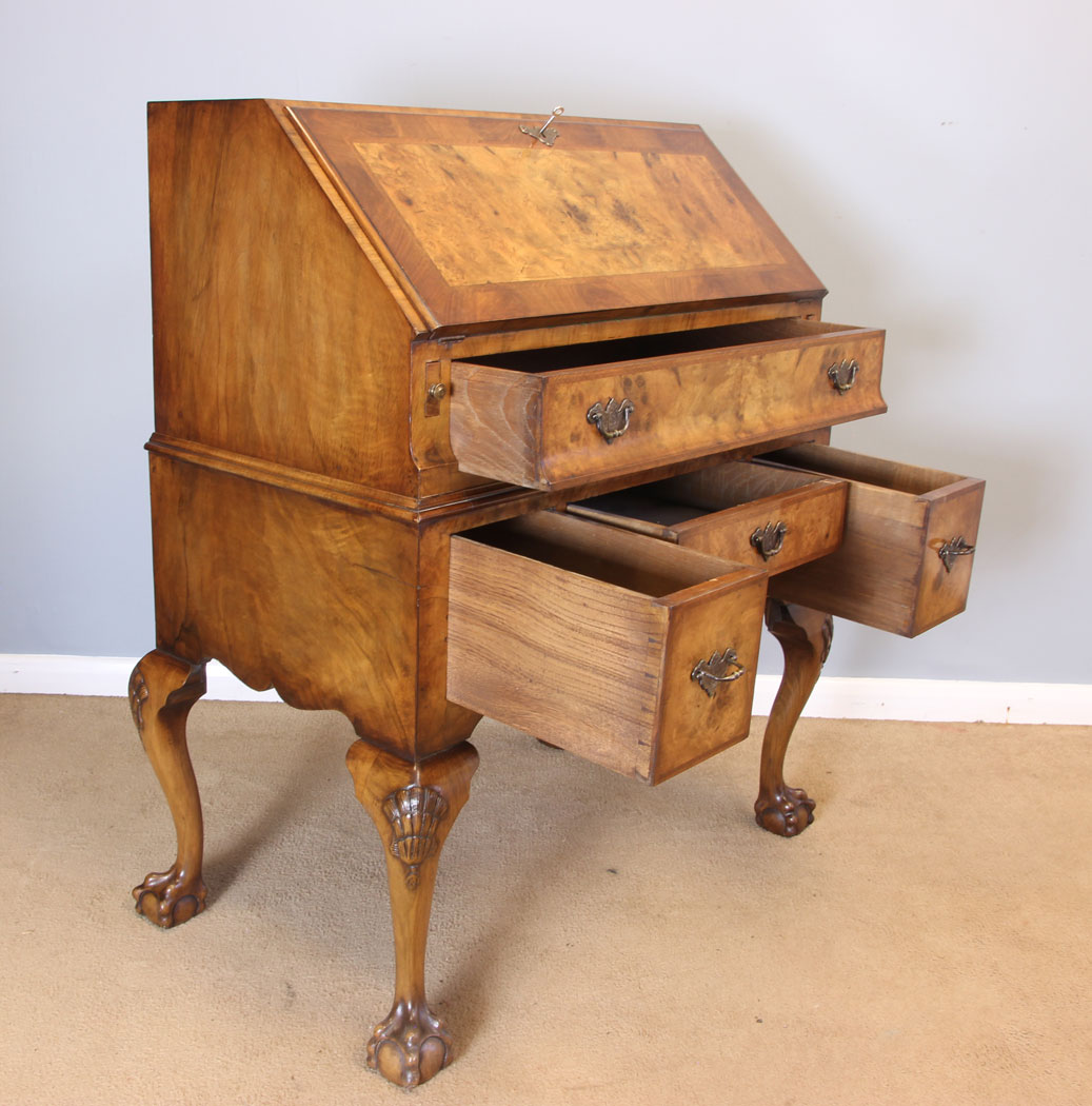 11984r12 Antique Burr Walnut Desk Writing Bureau,