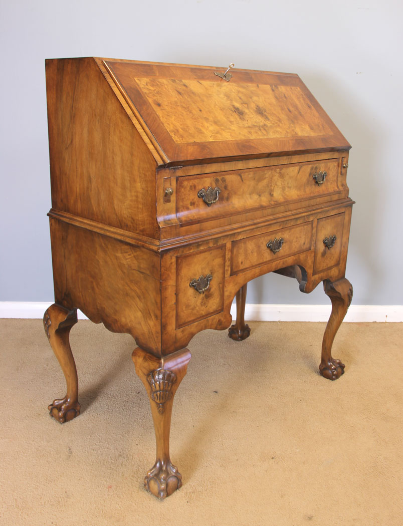 11984r3 Antique Burr Walnut Desk Writing Bureau,