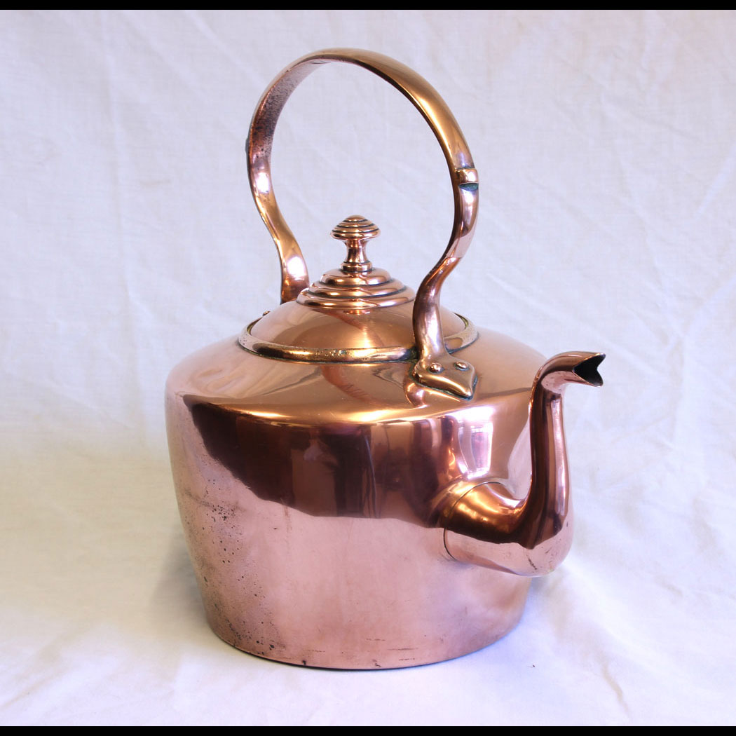 12003r01-Antique-Victorian-Copper-Kettle-,- Antique Victorian Copper Kettle.