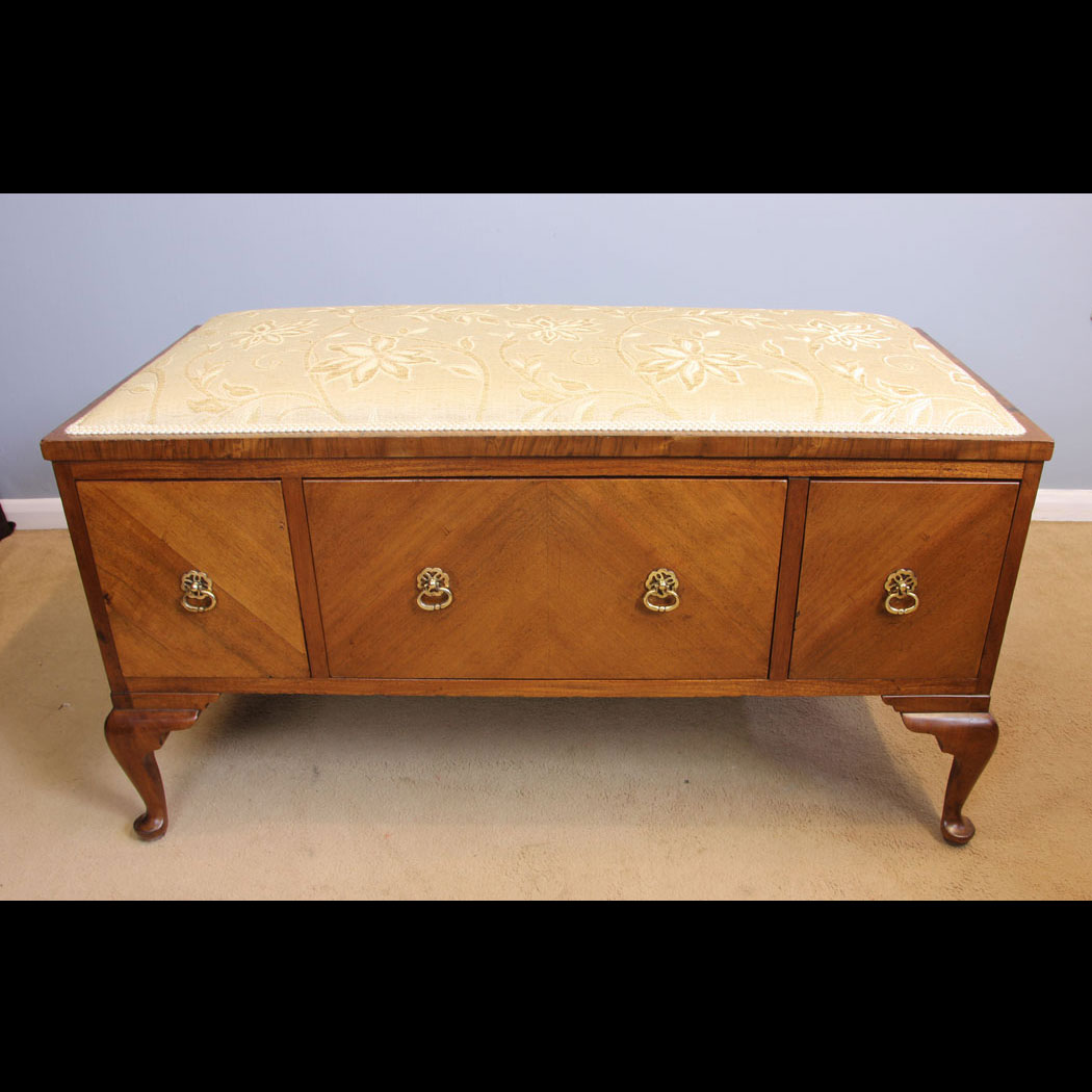 12028r01-Antique-Walnut-Ottoman-Window-Seat,- Antique Walnut Ottoman Window Seat.