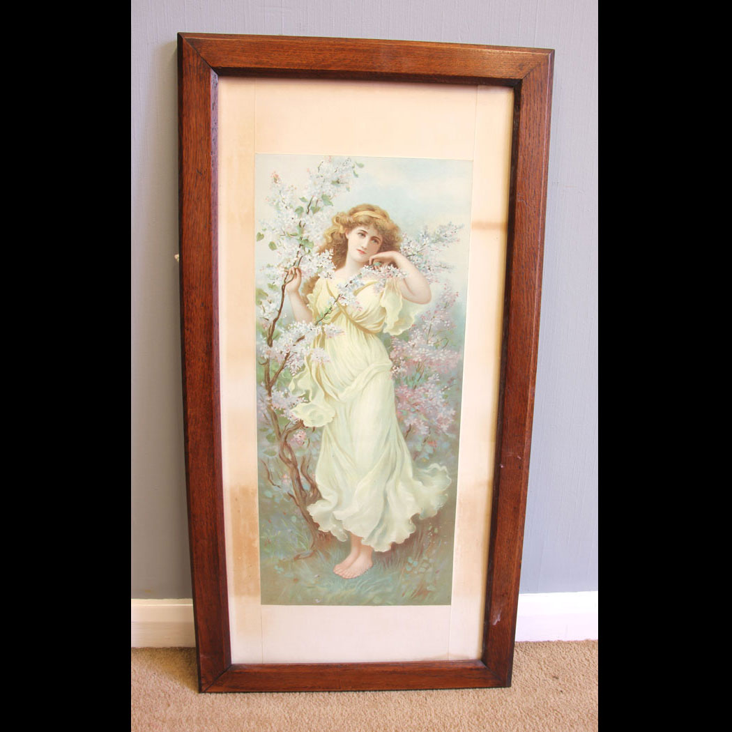 12033r01-Antique-Art-Nouveau-Oak-Famed--Print,-- Antique Art Nouveau Oak Framed Print.
