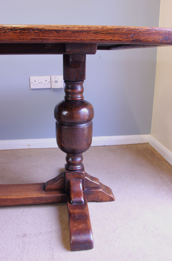 12043r10 Antique Oak Refectory Farmhouse Kitchen Dining Table,