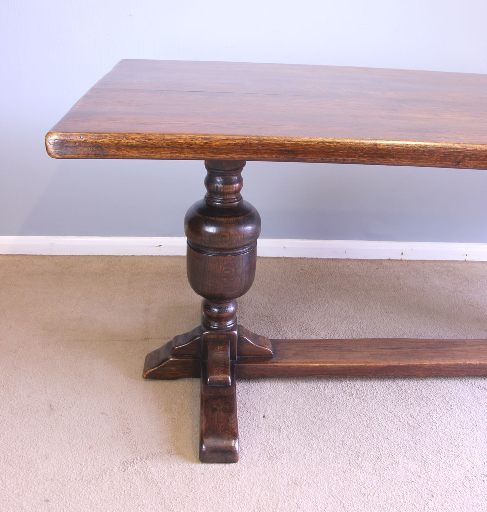 12043r3 Antique Oak Refectory Farmhouse Kitchen Dining Table,