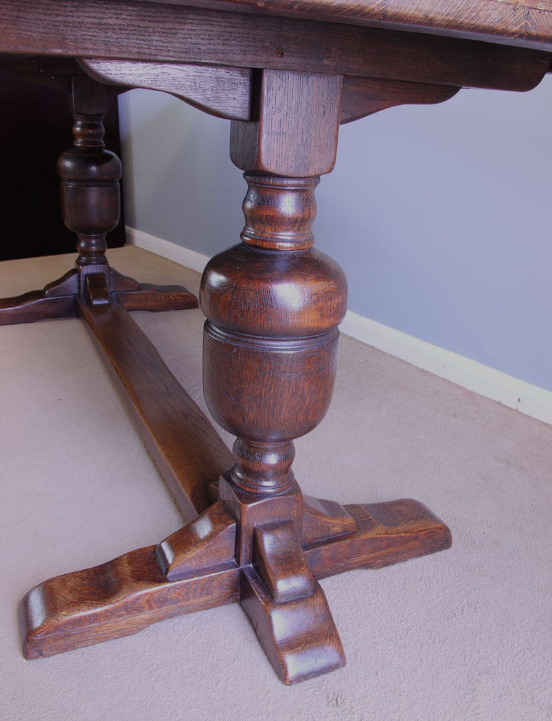 12043r8 Antique Oak Refectory Farmhouse Kitchen Dining Table,
