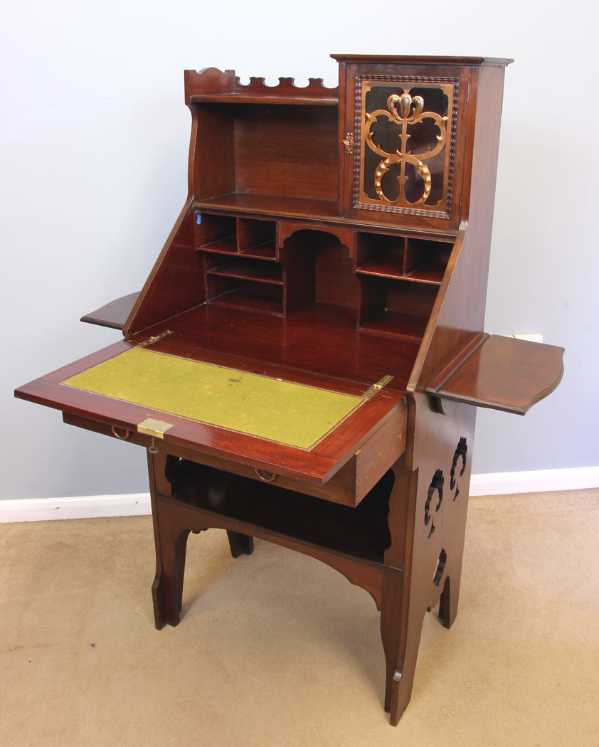 12045r7 Antique Arts Crafts Mahogany Writing Desk Bureau,