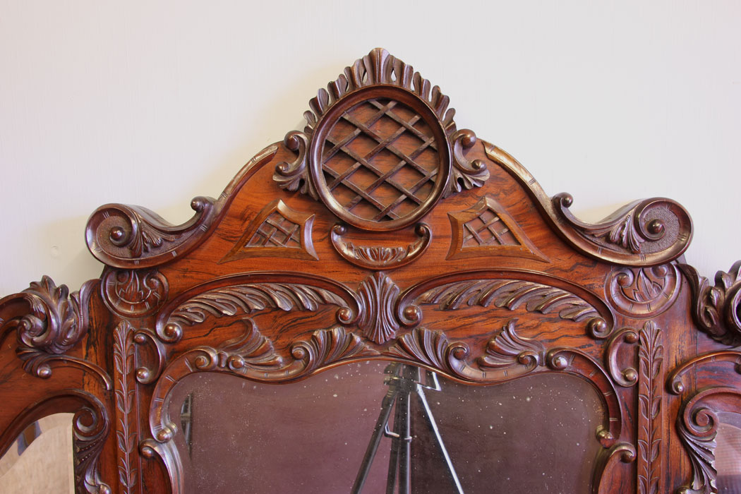12059r10 Antique Large Rosewood Over mantle Mirror,