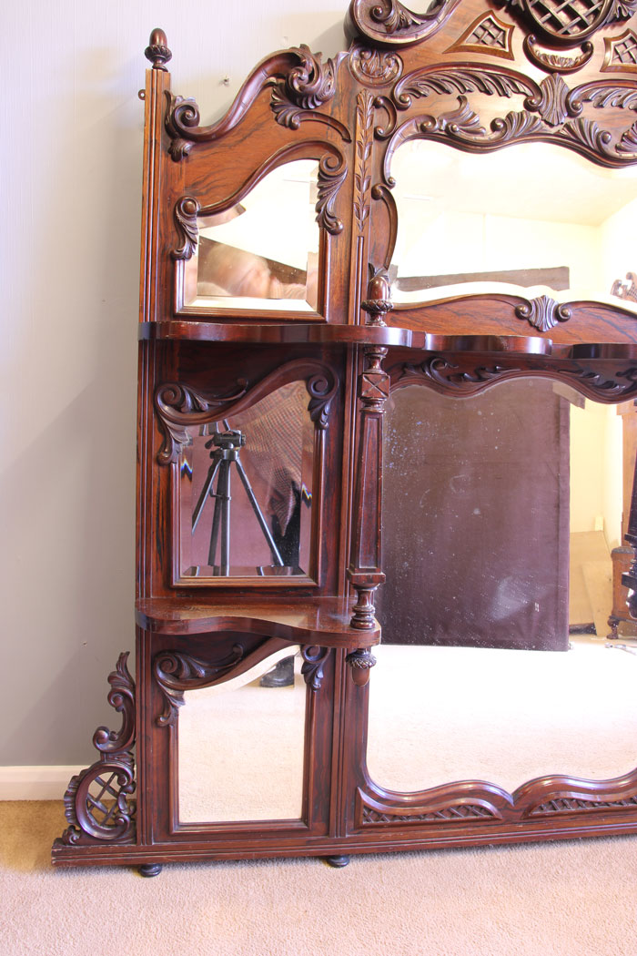 12059r6 Antique Large Rosewood Over mantle Mirror,