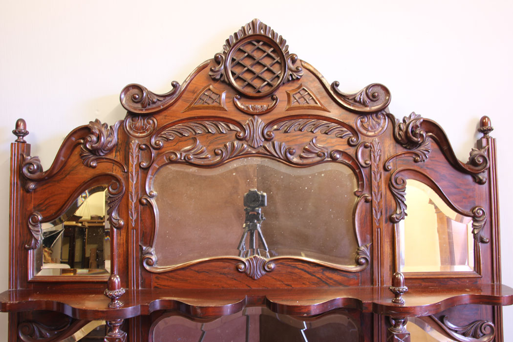 12059r8 Antique Large Rosewood Over mantle Mirror,
