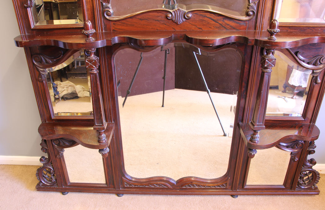 12059r9 Antique Large Rosewood Over mantle Mirror,