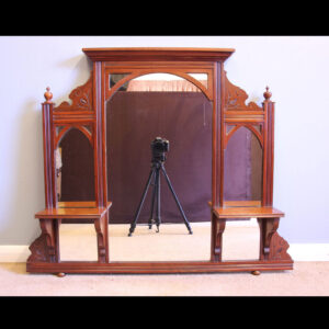 Antique Victorian Walnut Overmantle Mirror