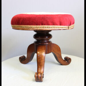Antique Victorian Cabriole Leg Walnut Stool.