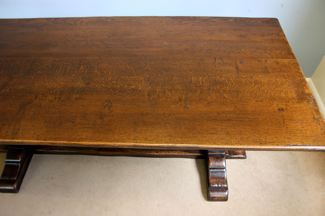 12096r6 Antique Carved Oak Refectory Farmhouse Kitchen Dining Table,