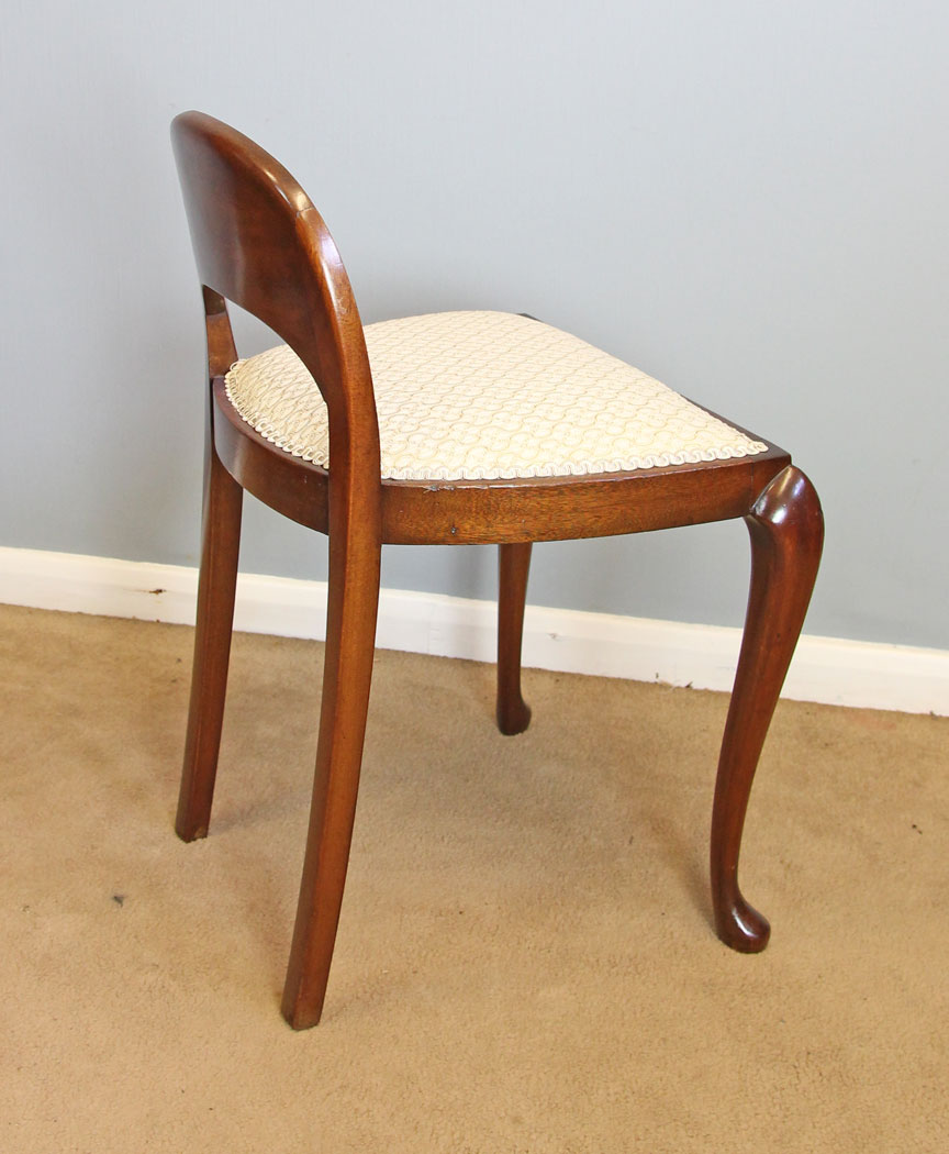 12102r2 Antique Walnut Chair Dressing Table Stool,