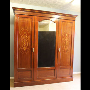 Antique Edwardian Inlaid Mahogany Wardrobe.