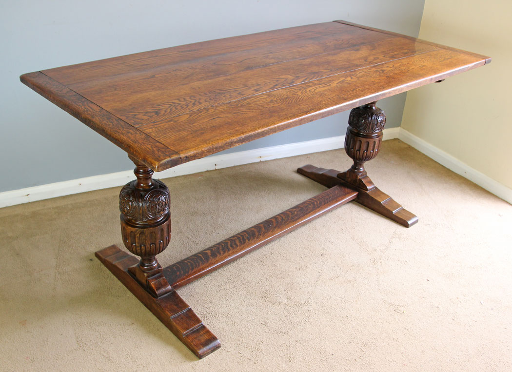 12116r15 Antique Oak Refectory Dining Table,