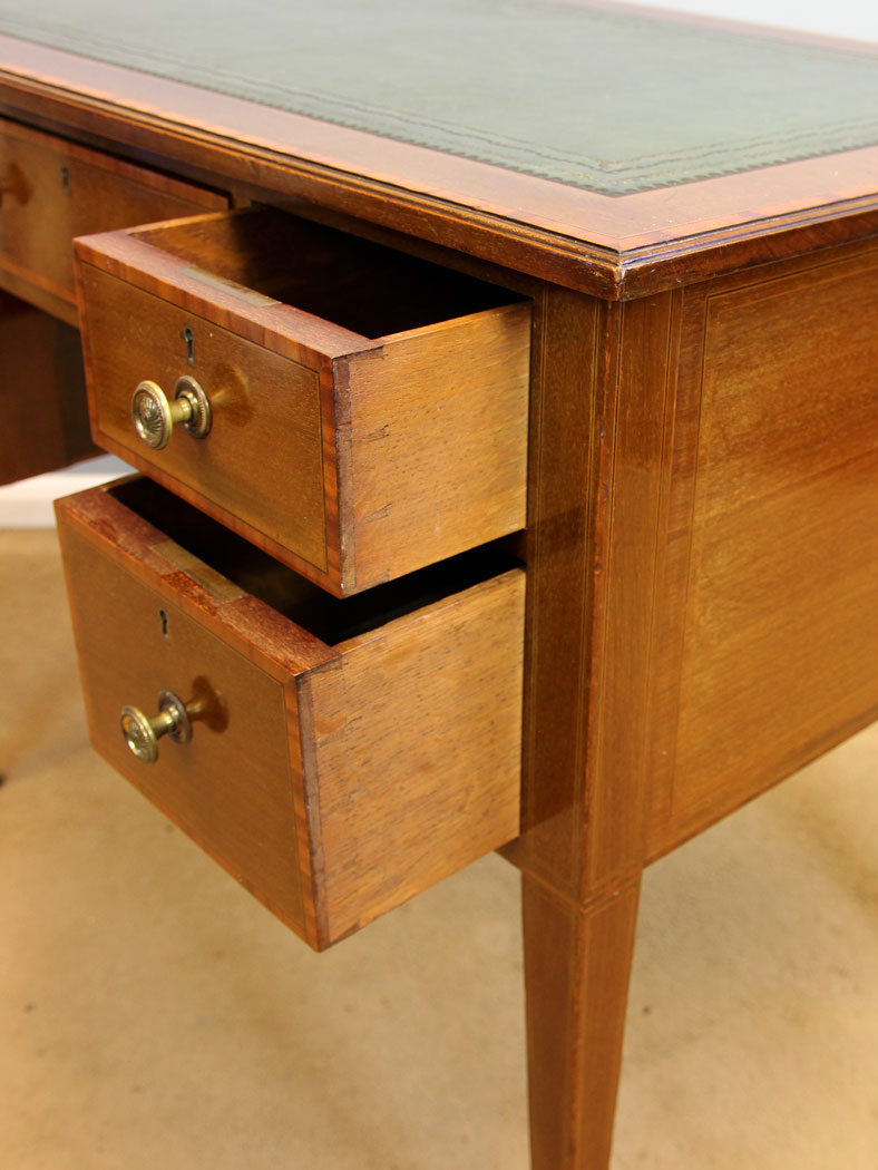 12127r12 Antique Edwardian Mahogany Inlaid Writing Desk,