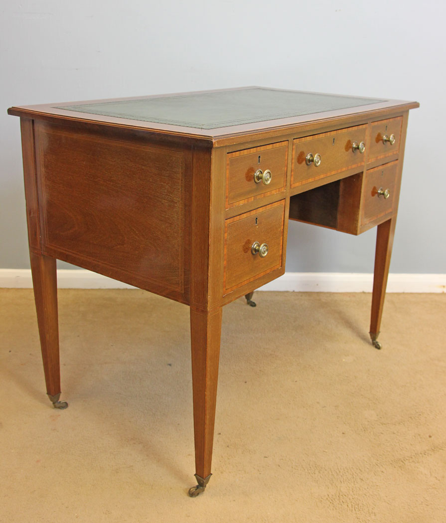 12127r2 Antique Edwardian Mahogany Inlaid Writing Desk,