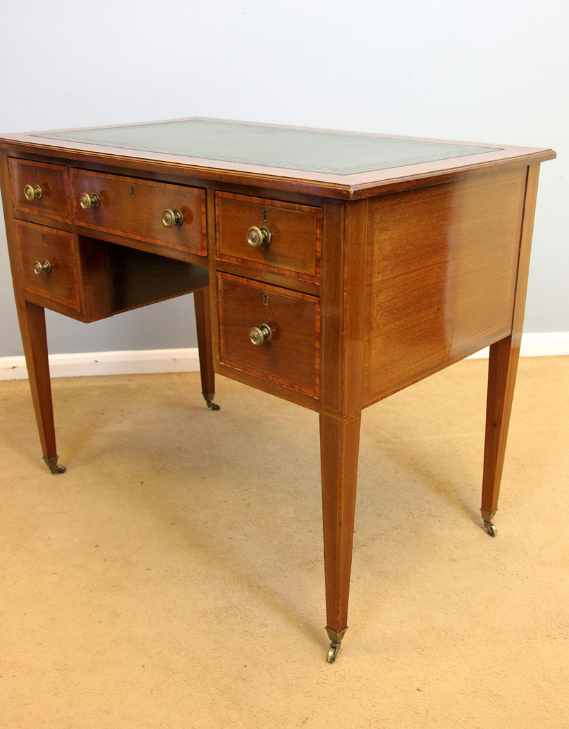 12127r3 Antique Edwardian Mahogany Inlaid Writing Desk,