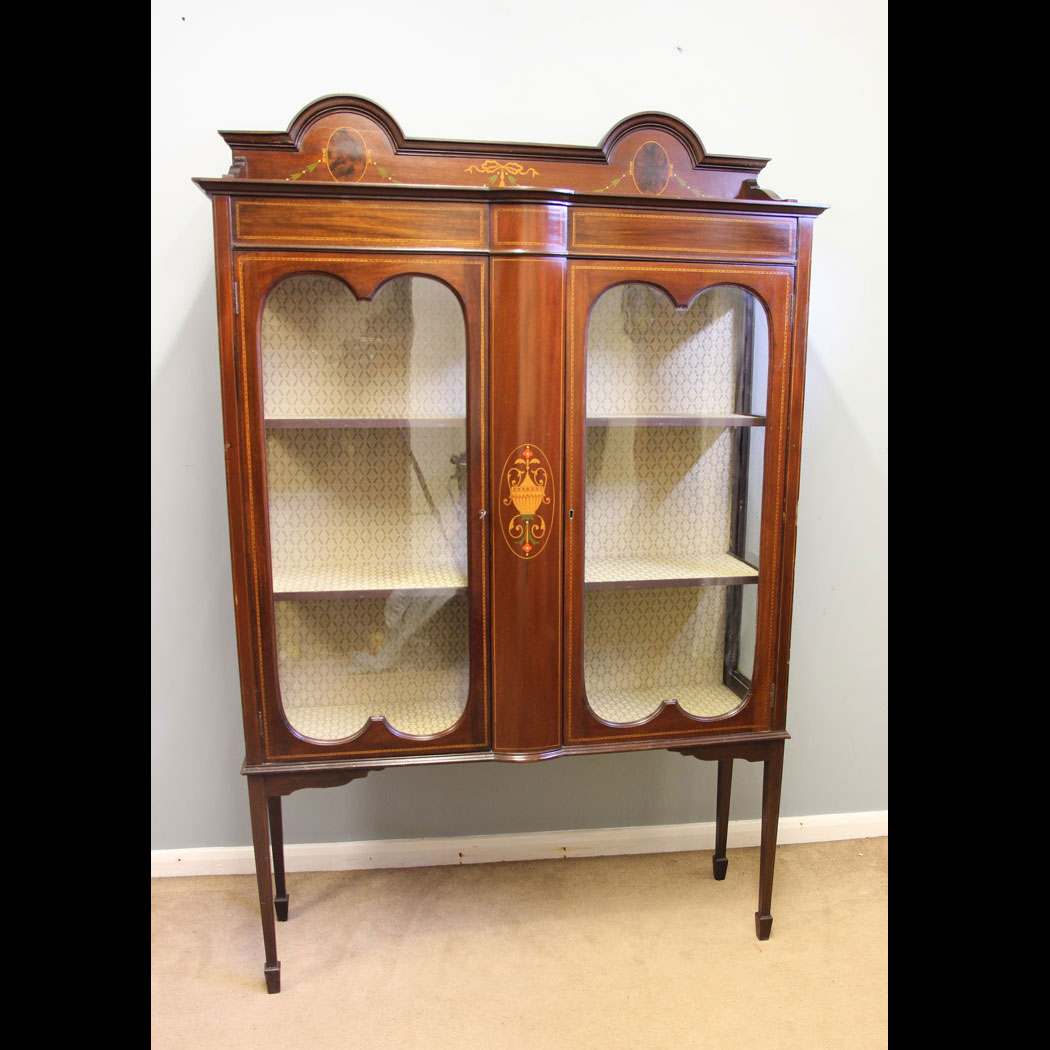 12134r01-Antique-Edwardian-Mahogany-Display-Cabinet-,- Antique Edwardian Mahogany Display Cabinet.