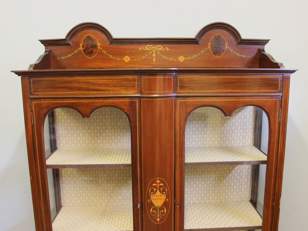 12134r3 Antique Edwardian Mahogany Display Cabinet ,