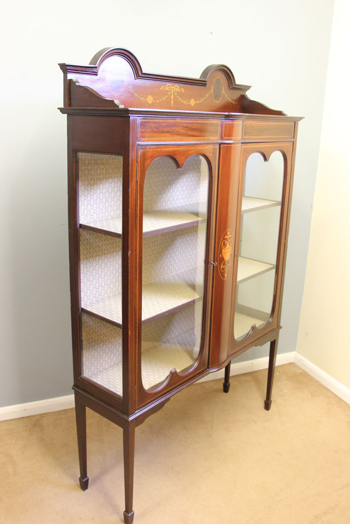 12134r9 Antique Edwardian Mahogany Display Cabinet ,