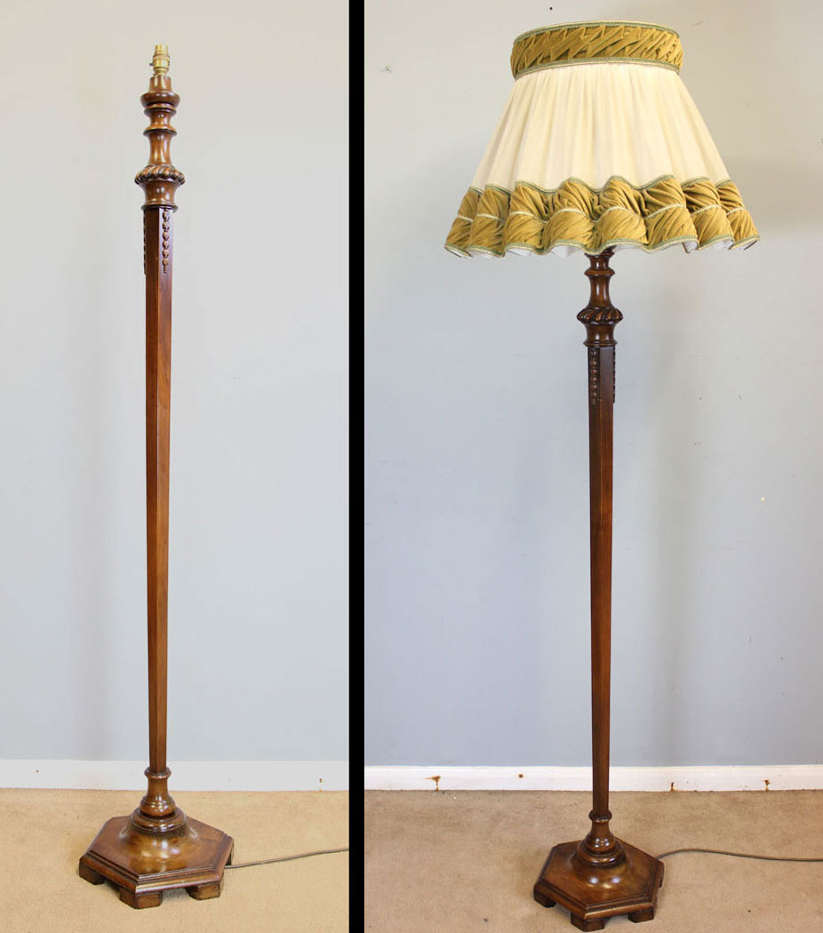 12137r11 Antique Walnut Floor Standard Lamp, Antique Walnut Floor Standard Lamp