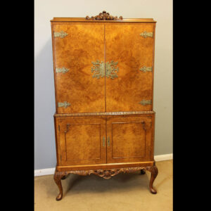 Antique Burr Walnut Cocktail Drinks Cabinet