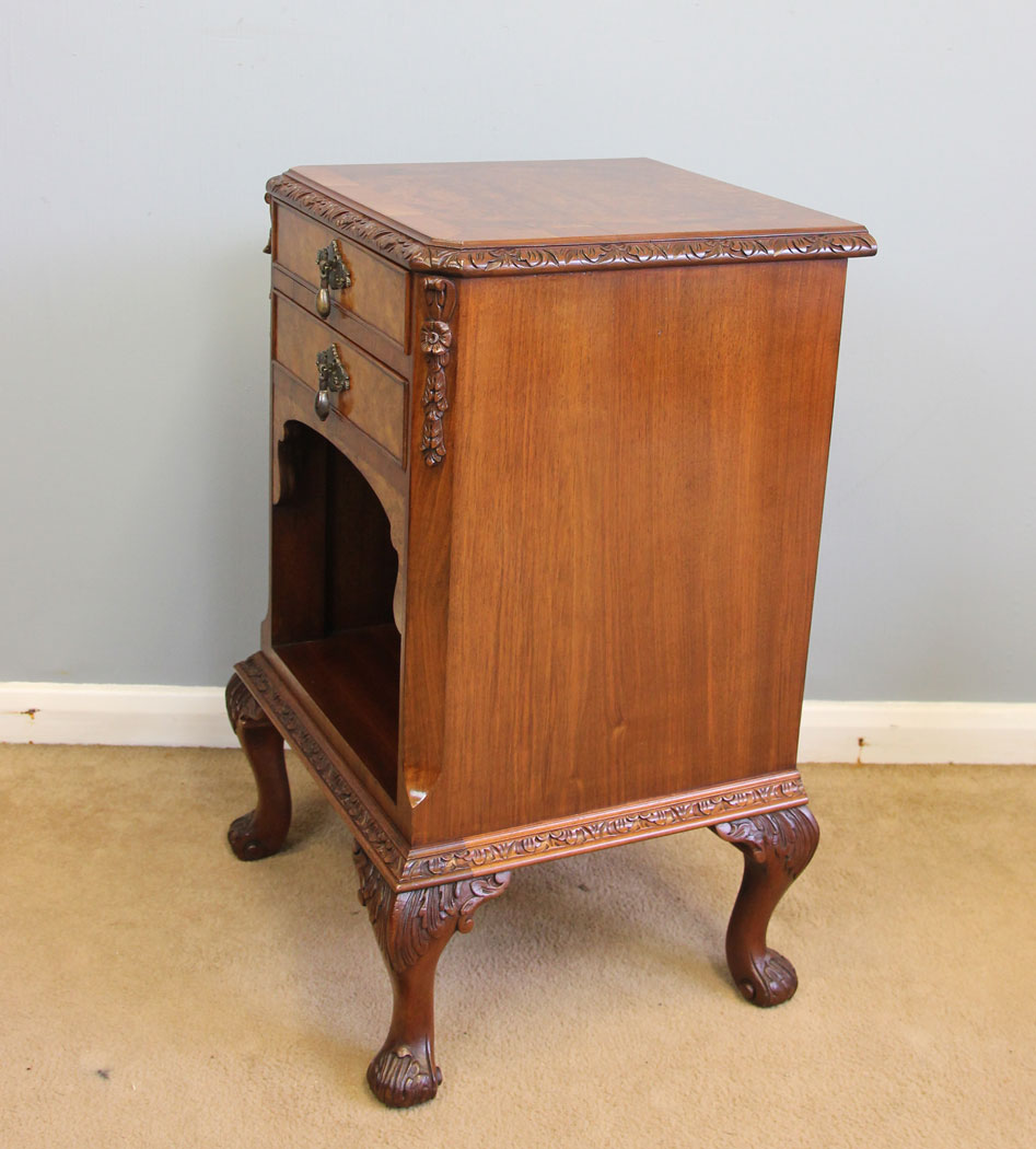 12148r10 Burr Walnut Bedside Cabinet,