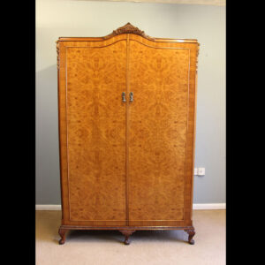 Antique Burr Walnut Hanging Double Wardrobe