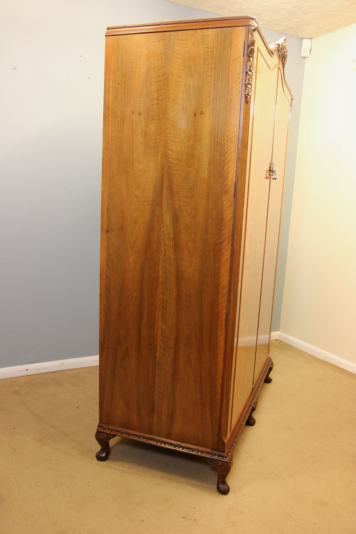 12158r6 Antique Burr Walnut Hanging Double Wardrobe, - Copy