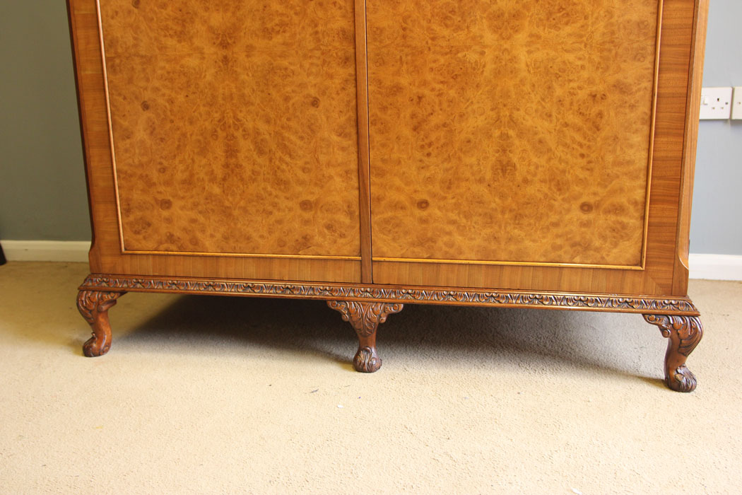 12158r7 Antique Burr Walnut Hanging Double Wardrobe, - Copy