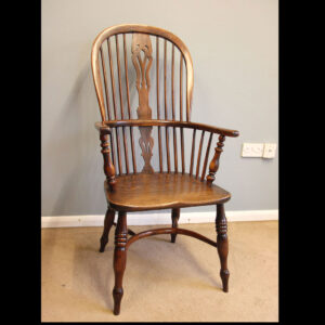 Antique 19th Century Yew Wood High Back Windsor Chair.
