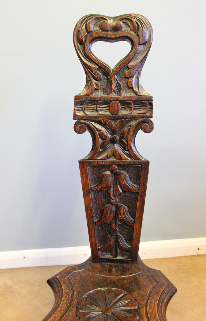 12169r8 Antitque Carved Oak Spinning Chair ,