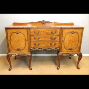 Burr Walnut Queen Anne Style Sideboard