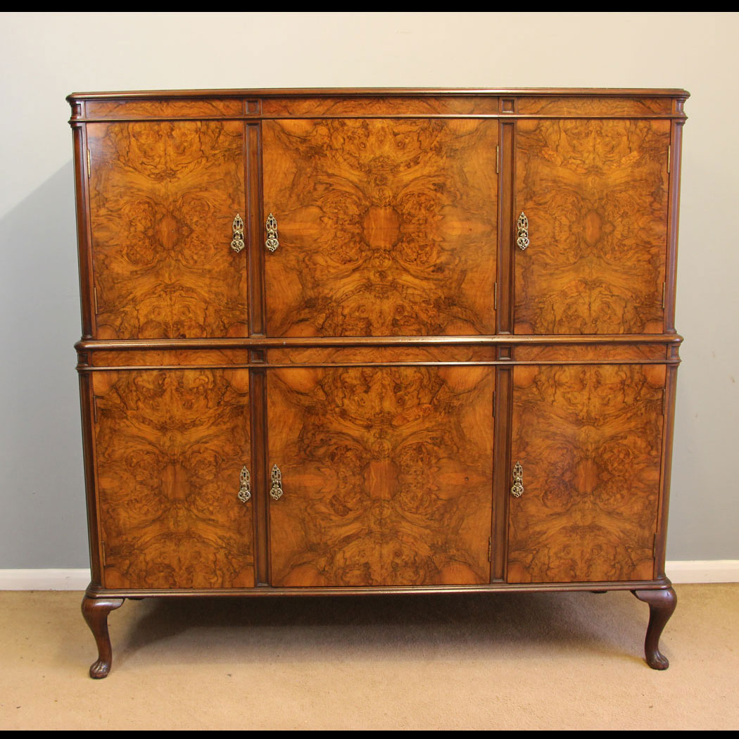 12180r01-Antique-Burr-Walnut-Drinks-Side-Cabinet,- Antique Burr Walnut Drinks Side Cabinet.