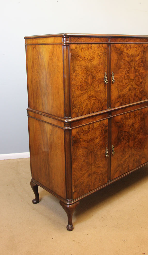 12180r3 Antique Burr Walnut Drinks Side Cabinet,