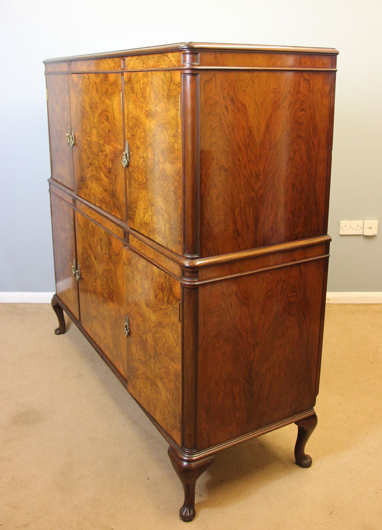 12180r4 Antique Burr Walnut Drinks Side Cabinet,