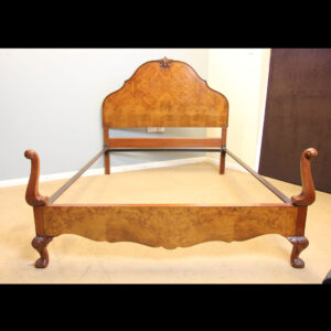 Antique Burr Walnut Double Bed.