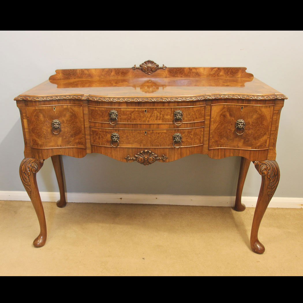 12188r01 Antique Burr Walnut Sideboard Serving Table, Antique Burr Walnut Sideboard Serving Table
