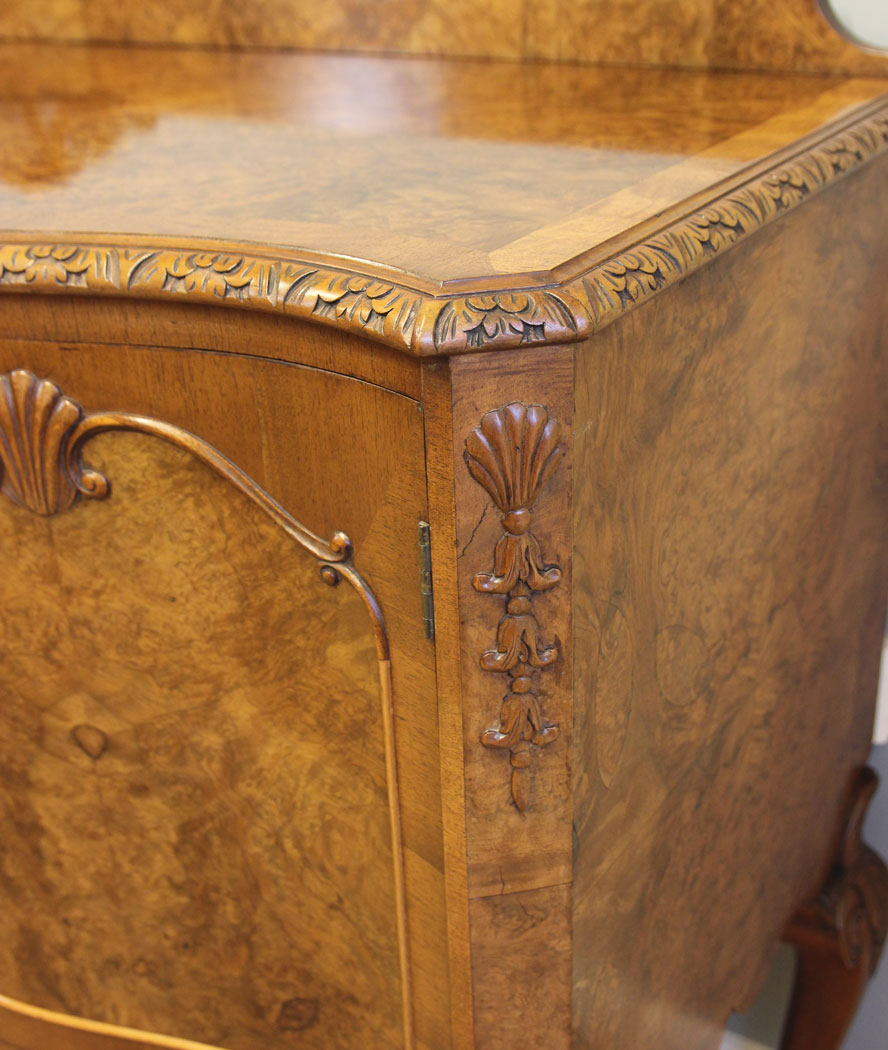 12234r13 Burr Walnut Antique Sideboard Server,