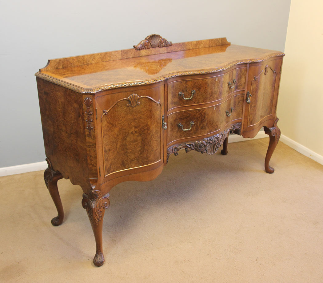 12234r2 Burr Walnut Antique Sideboard Server,