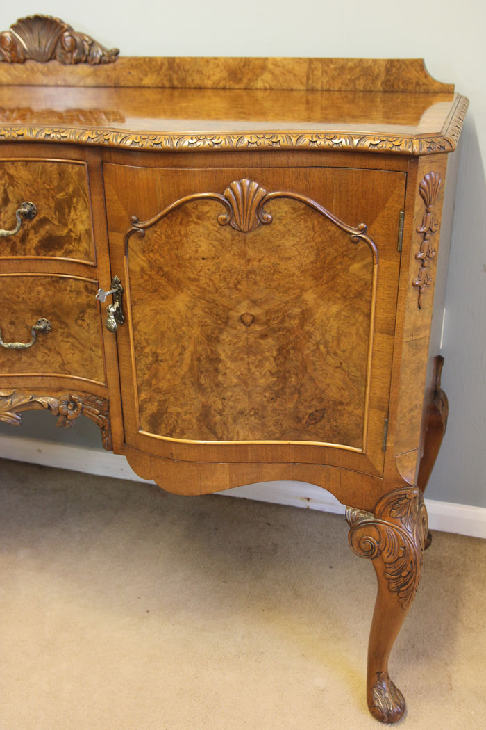 12234r3 Burr Walnut Antique Sideboard Server,