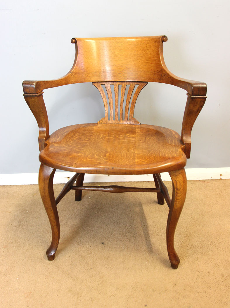 12238r2 Antique Oak Office Armchair Desk Chair,