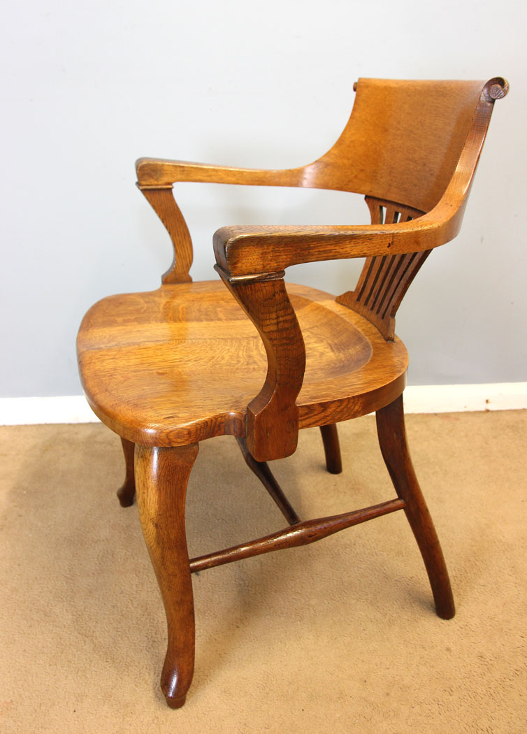12238r3 Antique Oak Office Armchair Desk Chair,