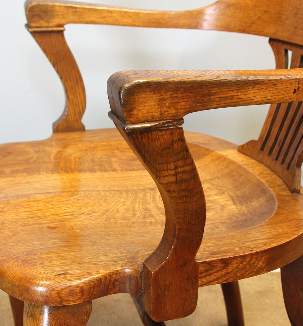 12238r6 Antique Oak Office Armchair Desk Chair,