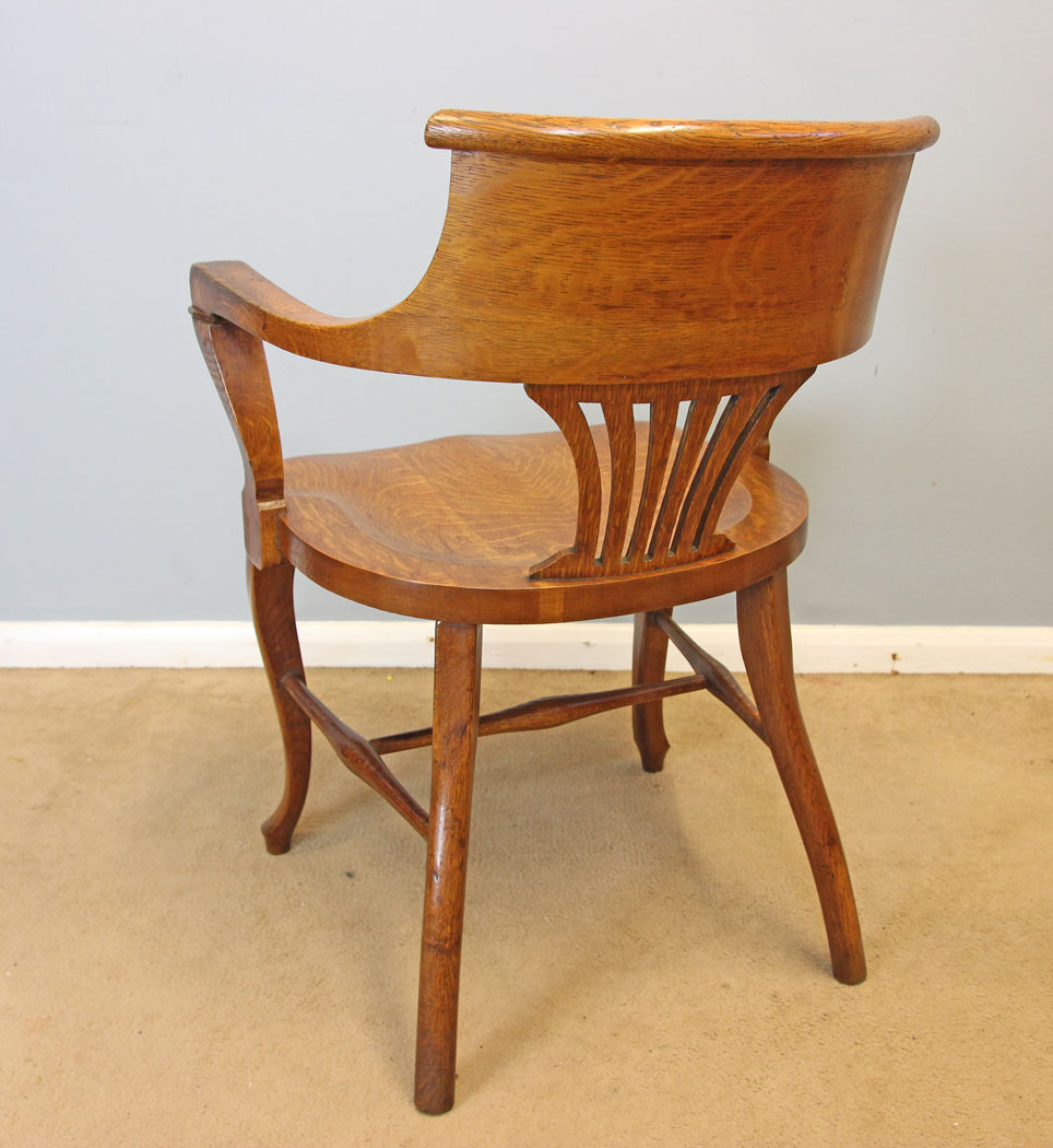 12238r7 Antique Oak Office Armchair Desk Chair,